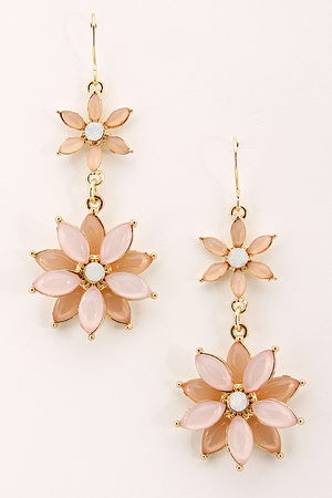 Long Flower Hook Earrings With Stone 6CAD6